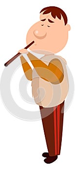 Man playing flute , illustration, vector