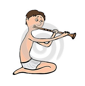 Man playing the flute, vector illustration photo