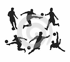 Man playing football, silhouette illustration vector tournament soccer worldcup element team bundle set editable