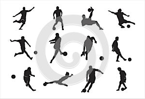 Man Playing Football Soccer Silhouette Design Element Kick Dribble Pose