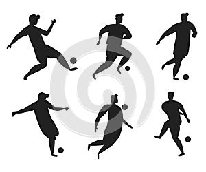 Man Playing Football Soccer Silhouette Design Element Kick Dribble Pose