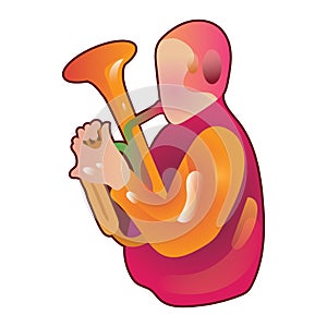 man playing french horn. Vector illustration decorative design