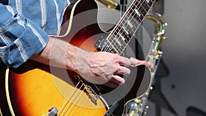 Man Playing Guitar Close Hands