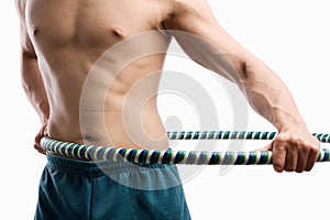 Man playing hula hoop