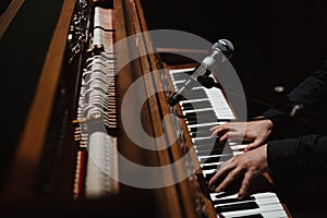 a man playing the organ in a church