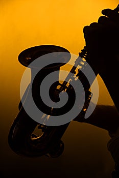 Man Playing Saxophone in Silhouette