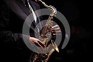 Man Playing Saxophone in Suit