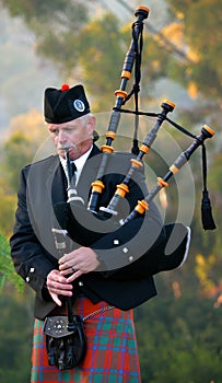 Man playing the Scottish Bagpipes