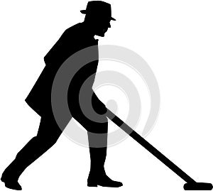 Man playing shuffleboard silhouette