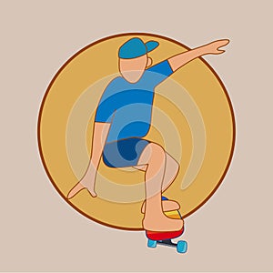 A man playing skateboarder. Vector illustration for graphic design or surf skate content background