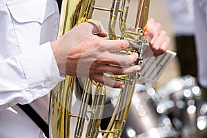 Man playing a tuba