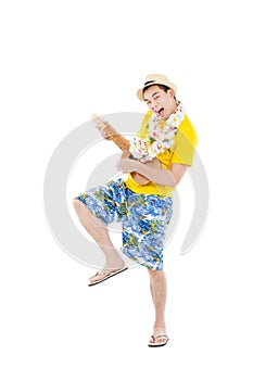 Man playing ukulele and singing