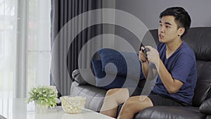 Man playing video games and wins