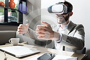 Man playing in virtual game