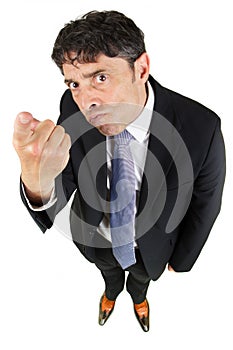 Man pointing a finger in accusation photo