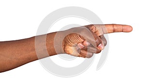 Man pointing finger in order to show something