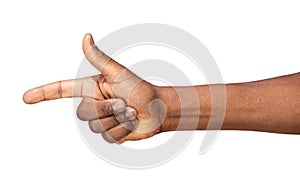 Man pointing finger in order to show something
