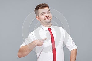 man pointing himself and looking at camera with proud face and confidence