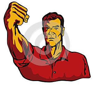 Man pointing his fist