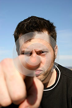 Man pointing with his forefinger