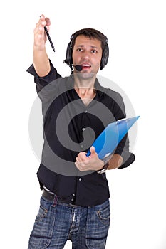 Man pointing at the mistakes