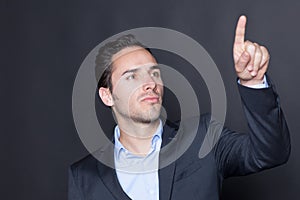 Man pointing on a virtual screen