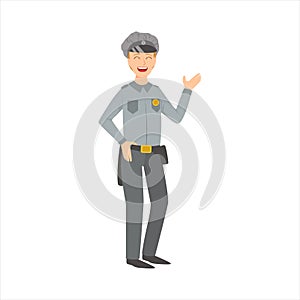 Man Police Officer, Part Of Happy People And Their Professions Collection Of Vector Characters