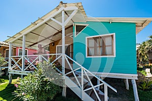 Man at the porch of beach house in the peruvian coast at Piura P