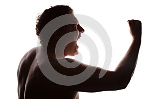 Man portrait silhouette profile screaming