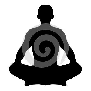 Man in pose lotus Yoga pose Meditation position silhouette Asana icon black color illustration