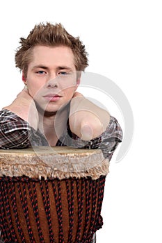 Man posing with his djembe