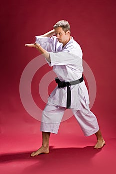 Man posing for karate
