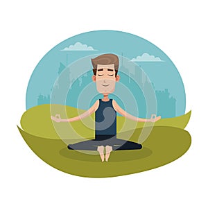 man posing yoga meditation