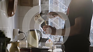 Man Pouring Hot Water In A Turkish Coffee Pot 4