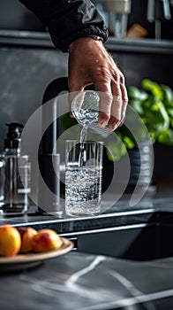 Man Pouring Water Into Glass