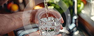 Man Pouring Water Into a Glass