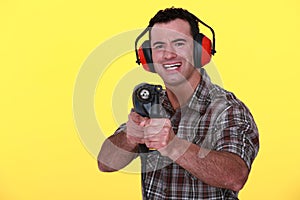 Man with a powerdrill
