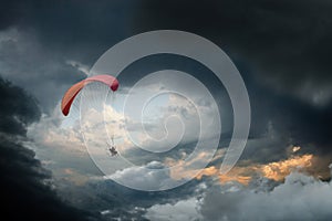 Man with a powered parachute