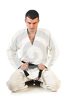 Man practicing Brazilian jiu-jitsu (BJJ) photo