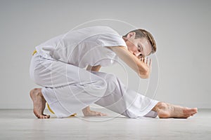 Man practicing Capoeira , brazilian martial Art.