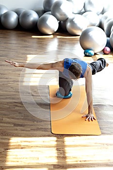 Man practicing pilates