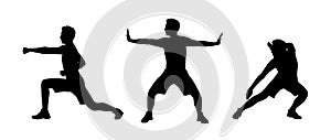 Man practicing tai chi silhouettes set 1