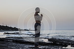 Man practicing yoga