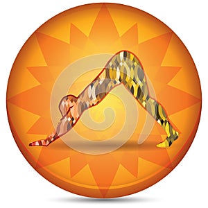 man practicing yoga in downward facing dog pose. Vector illustration decorative design