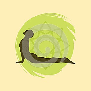 man practicing yoga in sphinx pose. Vector illustration decorative design