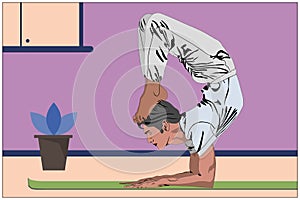 Man Practise Yoga at Home - Train for Mental and Physical Health
