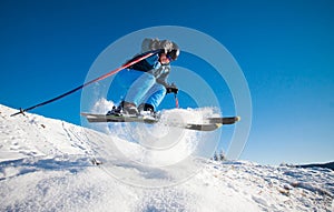 Man practising extreme ski
