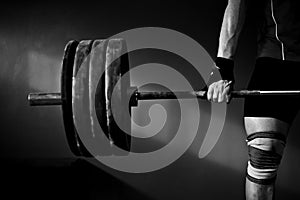 Man practising weightlifting