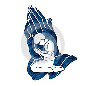 Man prayer, Praise to the Lord graphic vector