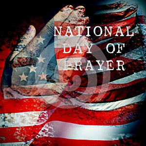 Man praying and text national day of prayer